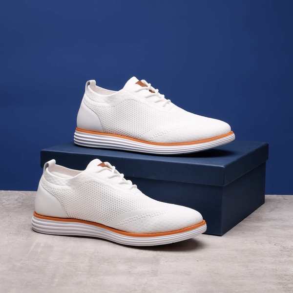 [KnitFlex Breeze+] Men's Mesh Wingtip Oxford Sneakers - WHITE - 1